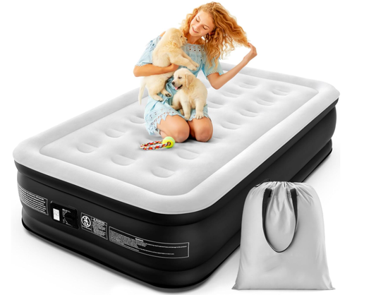 Air bed 1 person, air mattress self-inflating guest bed with built-in electric pump, inflatable mattress single bed for camping or home use - 190 x 100 x 46cm