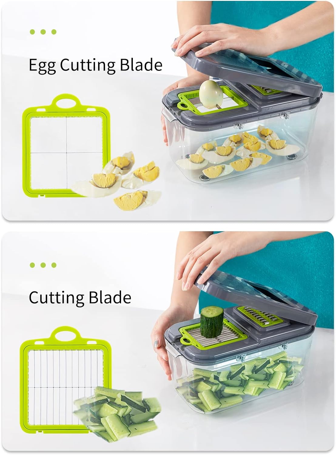 22 in 1 multifunctional vegetable cutter, cube cutter with 13 adjustable blades, vegetable slicer for onions, potatoes, carrots, kitchen grater, cucumber slicer, mandolin spiral cutter