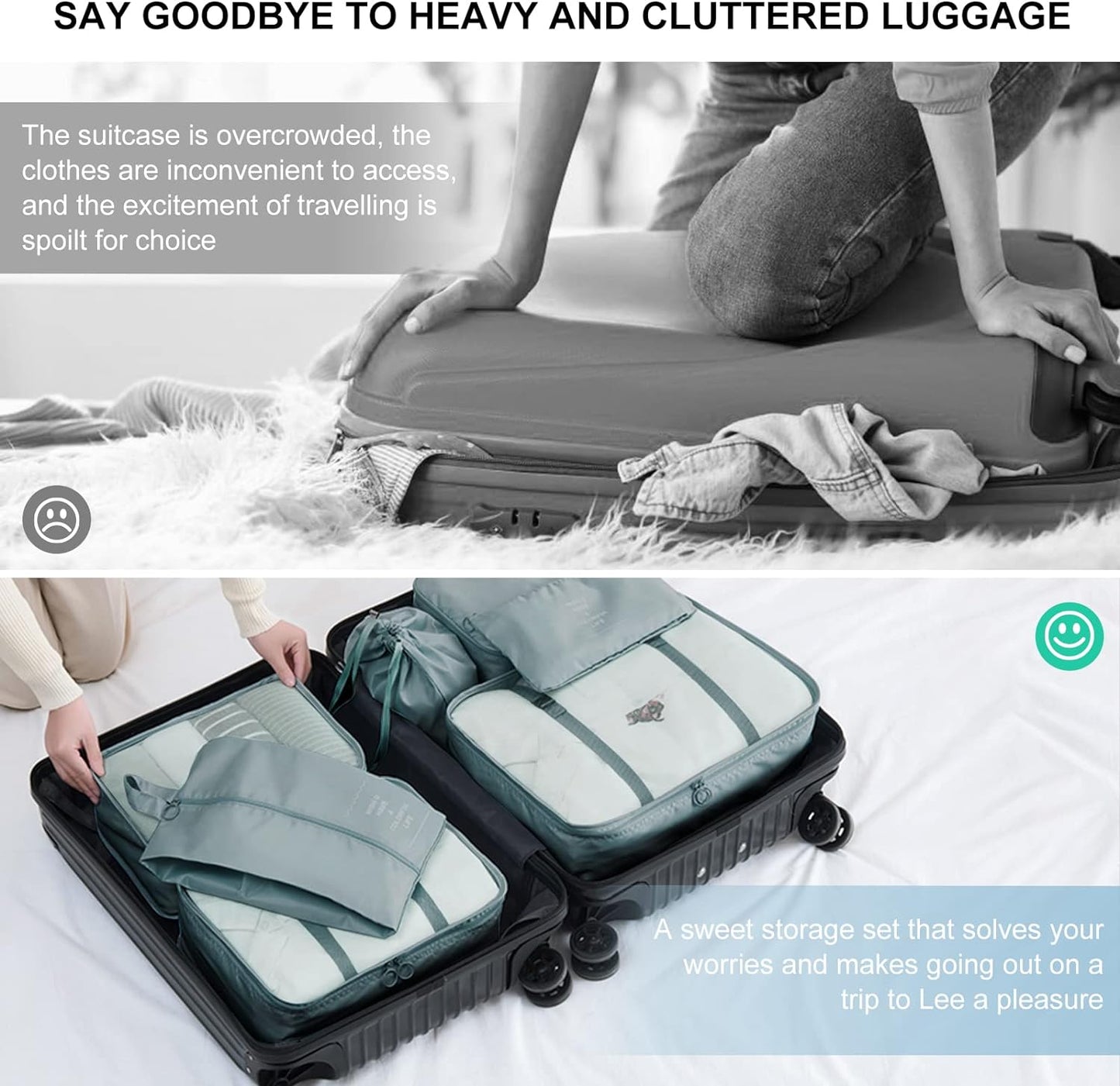 Packing Cubes for Suitcase - 9 PCS Travel Packing Cubes Lightweight Suitcase Organizer Bags Set Luggage Packing Organizer for Travel Accessories with Shoe Bags - Gray