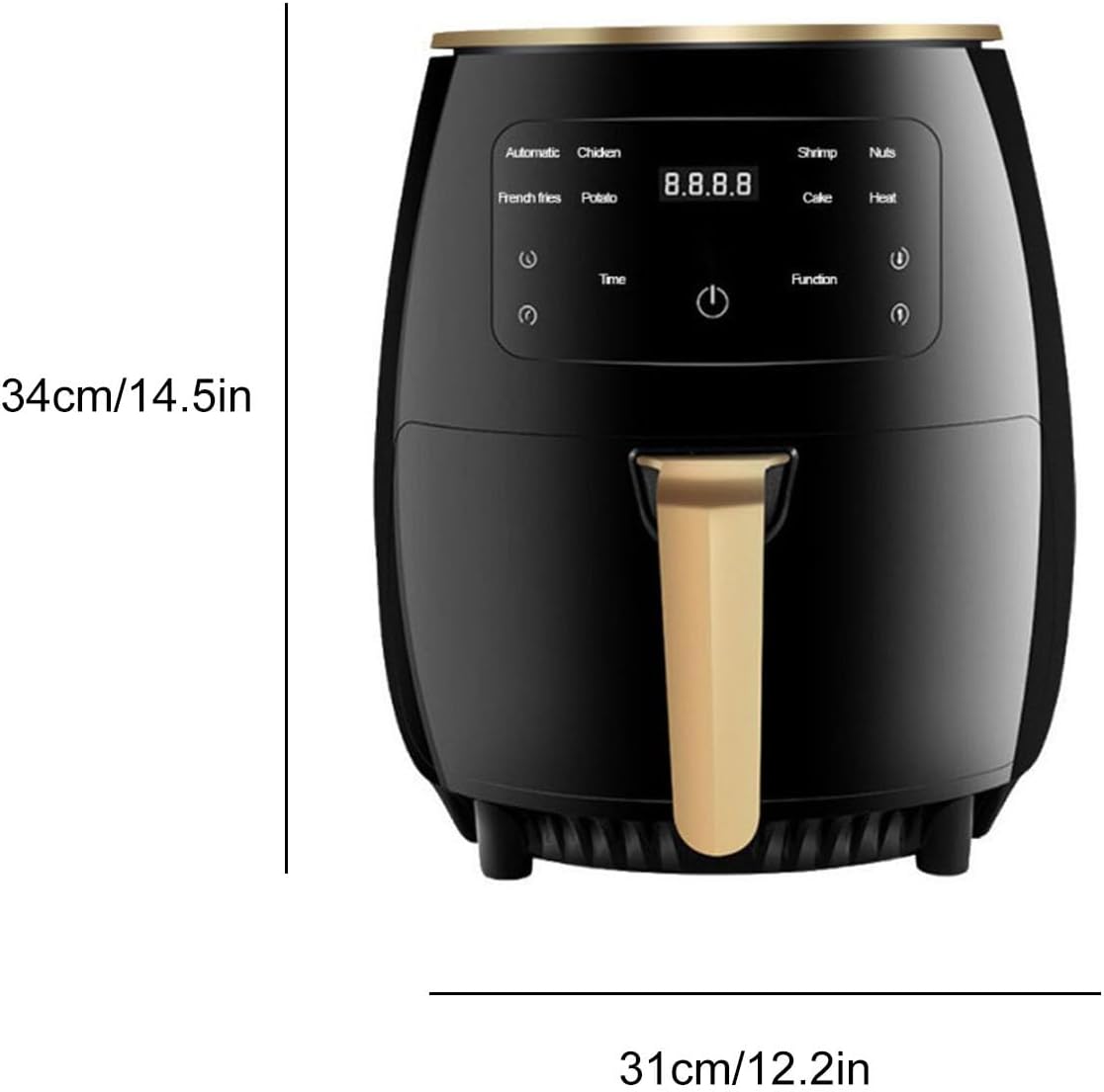 Air Fryer 4.5L, Oil Free Air Fryer Oven with Nonstick Removable Basket, 4Presets, One-Touch Digital Screen, Rapid Air Circulation, Keep Warming, 6Hours Timing, Dishwasher Safe, Black, 1400W