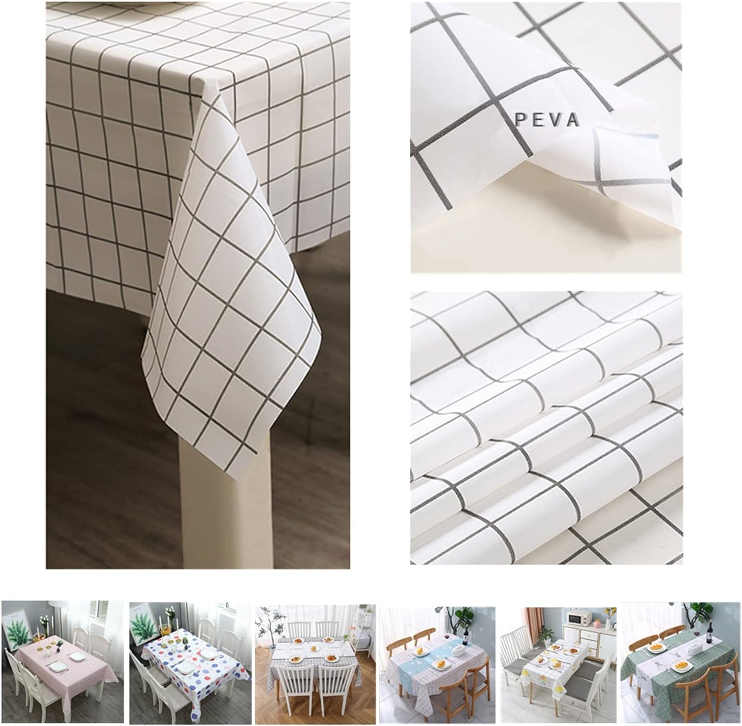 137 * 180cm Wipe Clean PVC Tablecloth,Leaves Pattern Rectangular Large Easy Care Table Cover Reusable Oil-proof Washable Table Cloth for Holiday Dinner Outdoor Picnic