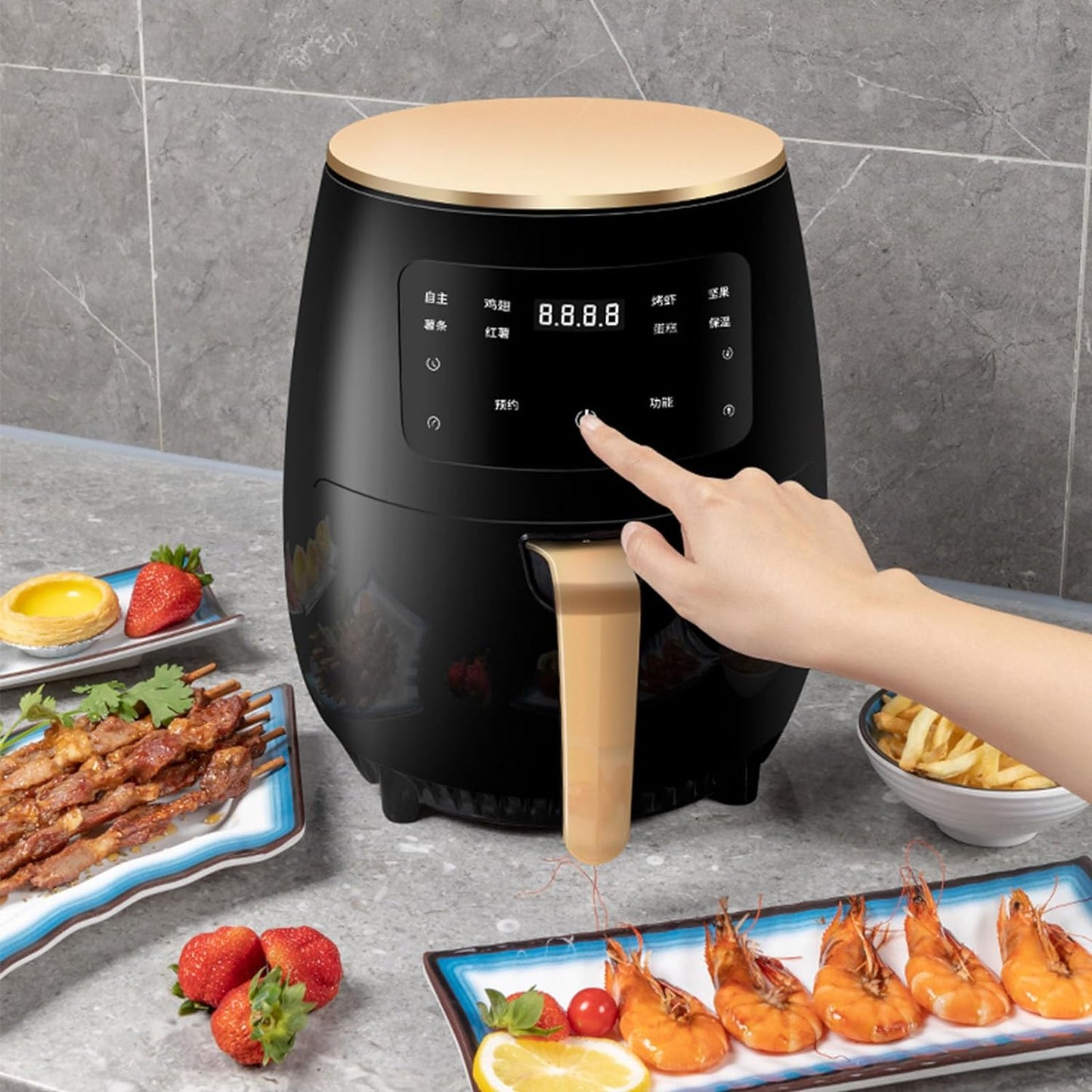 Air Fryer 4.5L, Oil Free Air Fryer Oven with Nonstick Removable Basket, 4Presets, One-Touch Digital Screen, Rapid Air Circulation, Keep Warming, 6Hours Timing, Dishwasher Safe, Black, 1400W