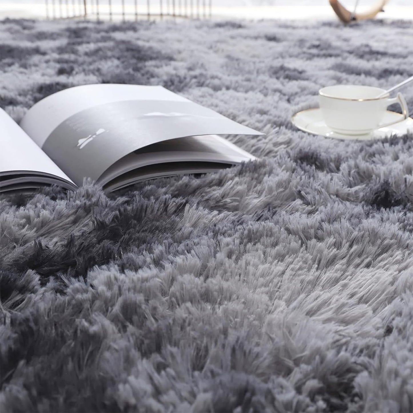 Rug For Living Room Bedroom Soft Shaggy Tie-Dye Area Rugs Plush Fluffy Non-Slip Living Room Rug Indoor Home Kidsroom Decor Carpet (DarkGrey, 80 * 160cm)