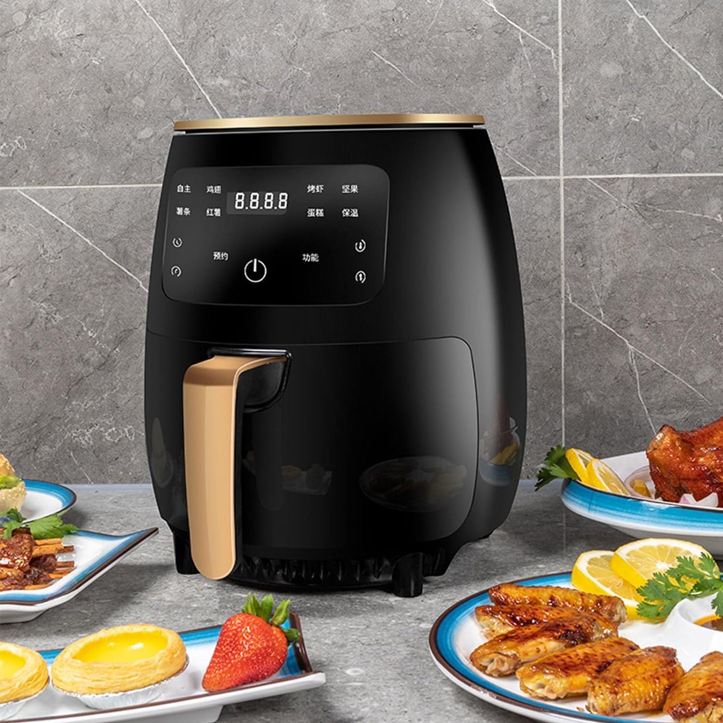 Air Fryer 4.5L, Oil Free Air Fryer Oven with Nonstick Removable Basket, 4Presets, One-Touch Digital Screen, Rapid Air Circulation, Keep Warming, 6Hours Timing, Dishwasher Safe, Black, 1400W